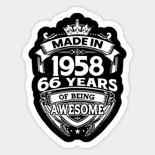 Made In 1958 66 Years Of Being Awesome Sticker